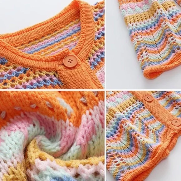 Orange Sherbet Crochet Cardigan NWTS - Picture 4 of 5